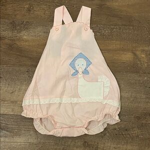 Pink Baby Bubble Romper with Duck Applique